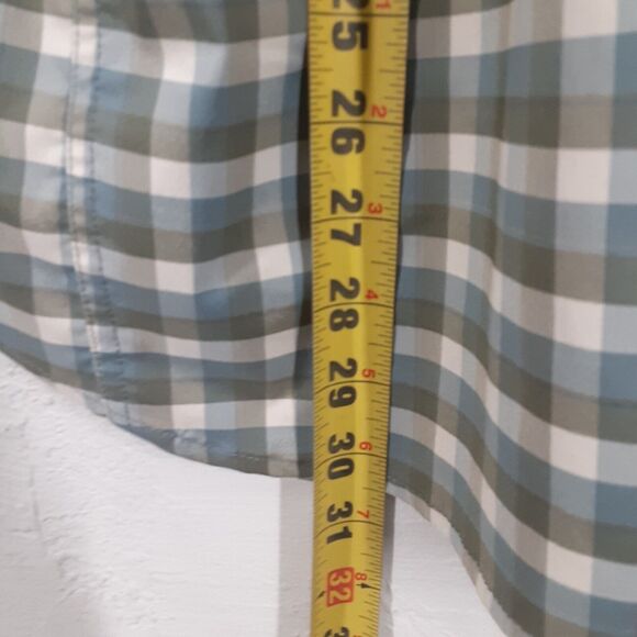 REI Shirt Mens L Blue Gray Check Outdoor Hiking Vented Button Up Fishing Stretch - Picture 9 of 9